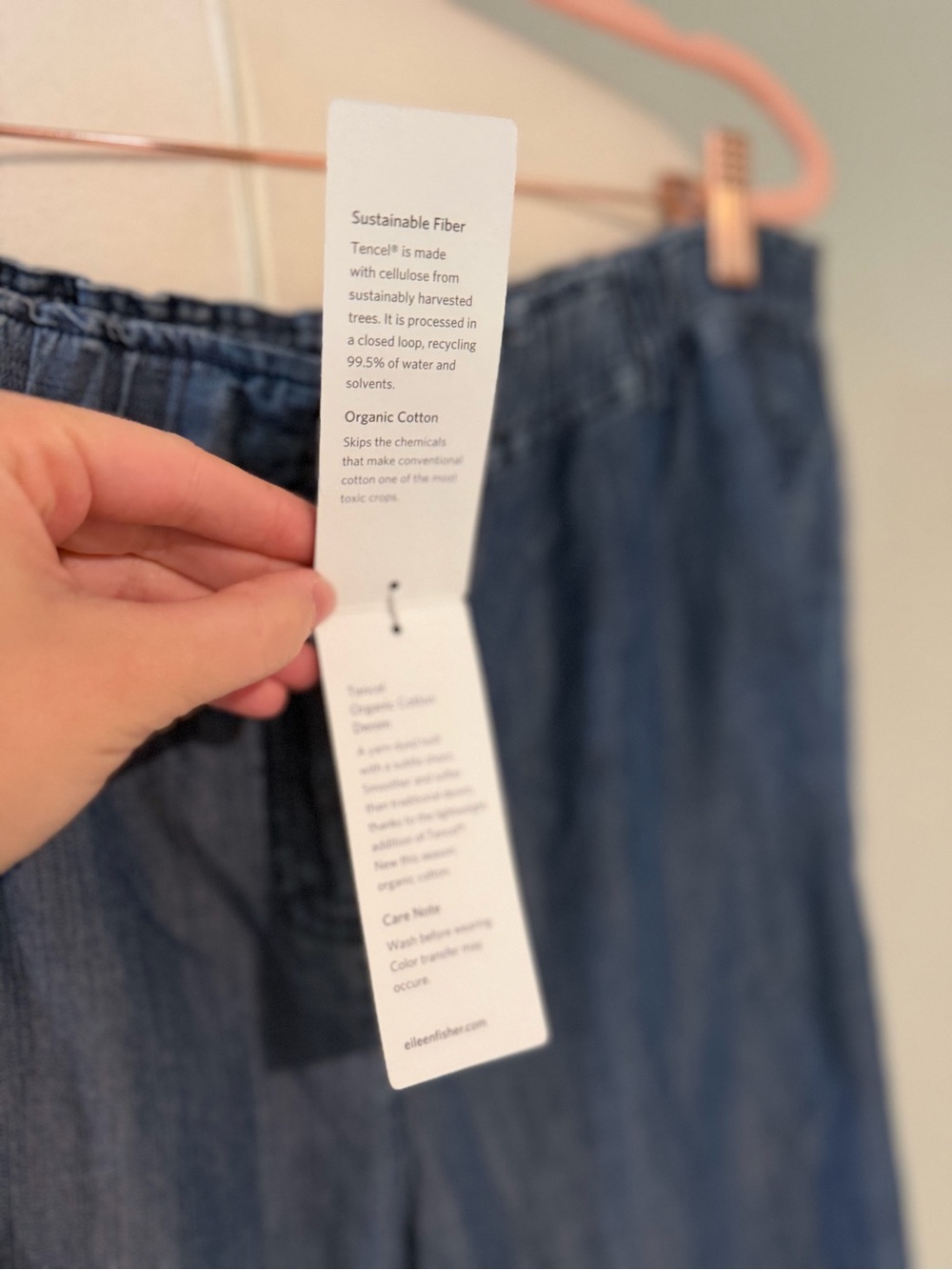 NWT Eileen Fisher, Tencel Denim, Slouchy Tapered, Smocked Waist, Minimalist - Picture 4 of 10